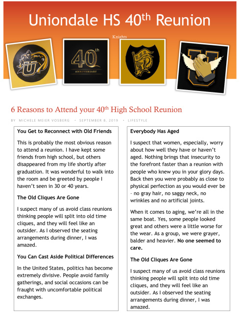 UHS Reunion Newsletter